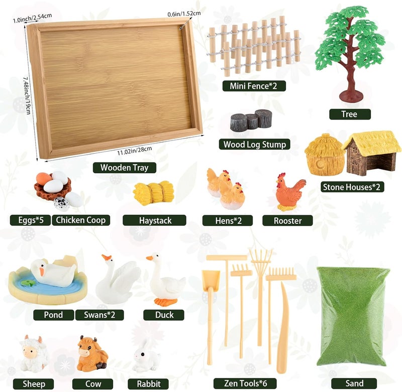 YSSPPOY 31 Pcs Zen Garden Kit for Desk, Mini Zen Sand Garden with Wooden Tray & Rake, Japanese Gift Set for Home, Office Desk Decor - Image 4